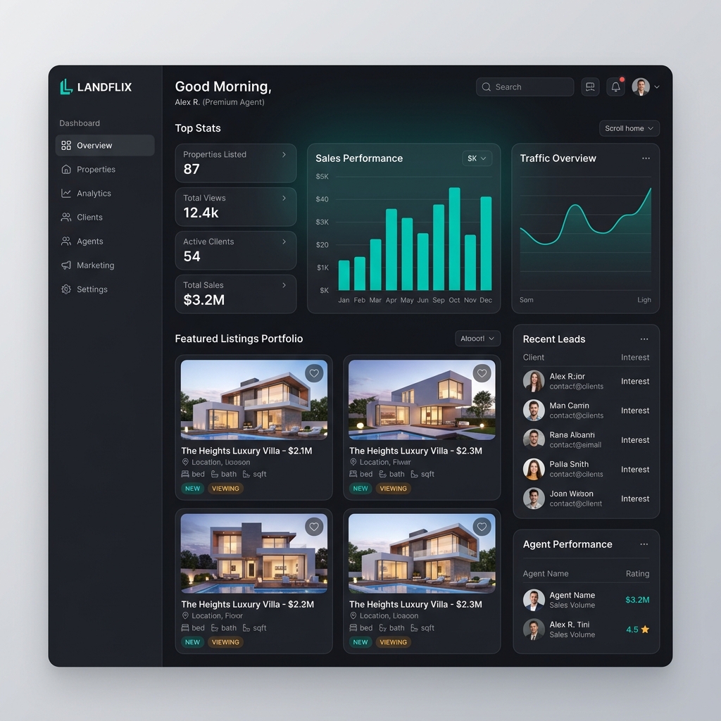 Landflix Real Estate Platform Mockup